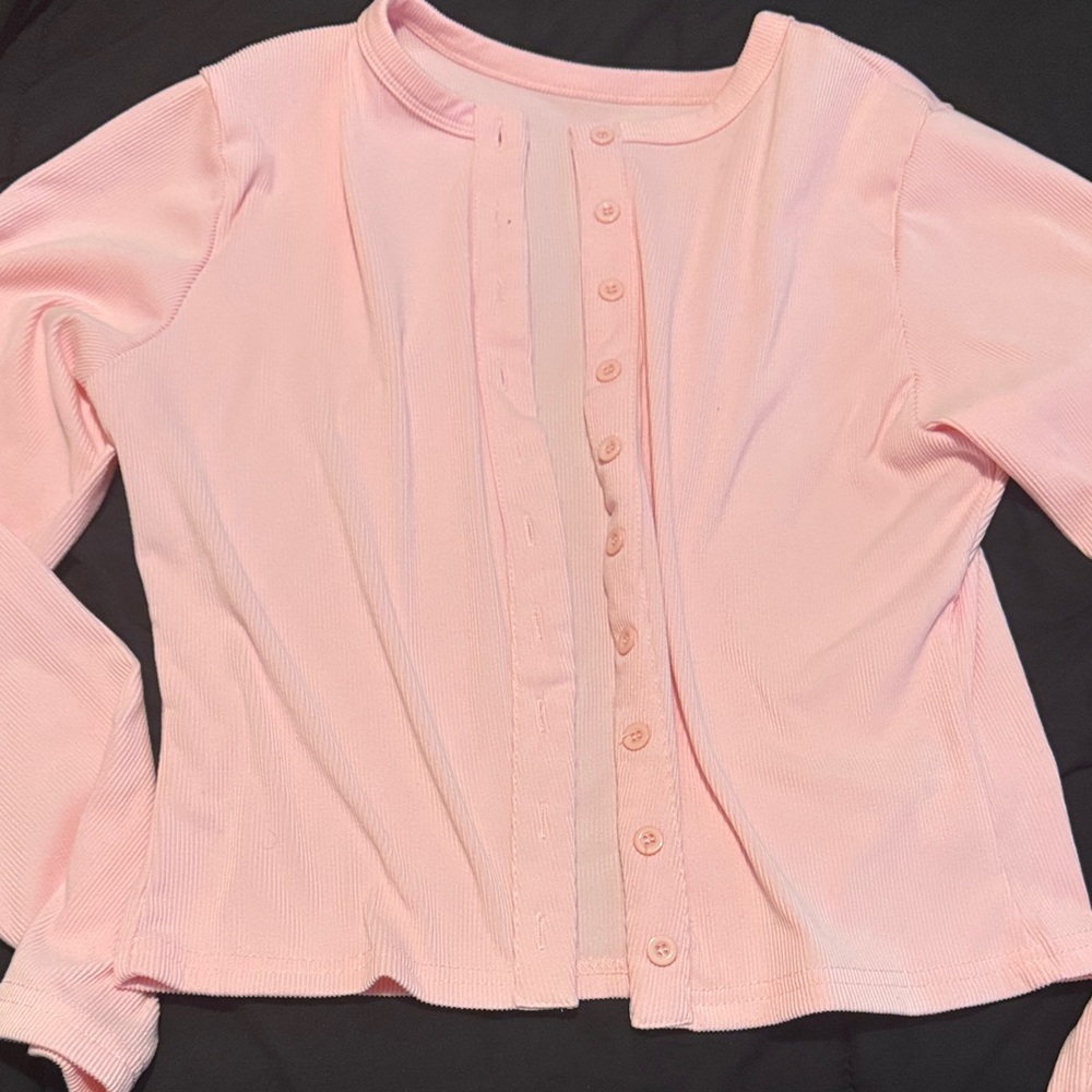 Pink Button-Up Cardigan - Picture 3 of 6